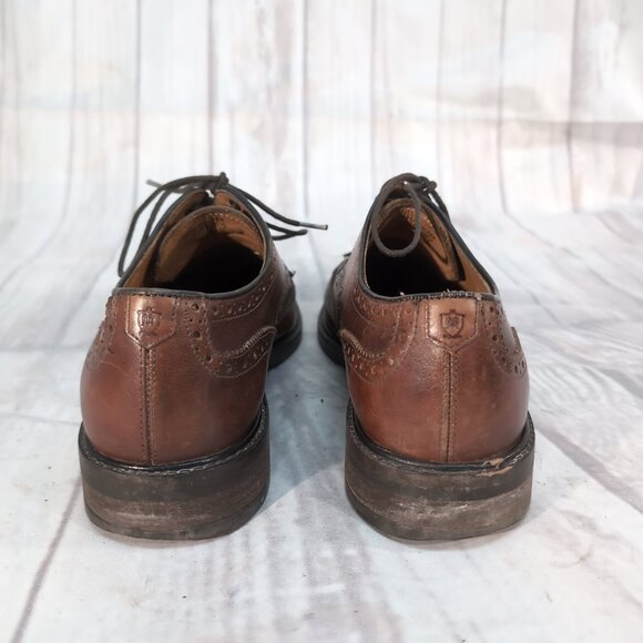 Massimo Dutti Brown Leather Wingtip Brogue Dress Shoes – Men’s EU 44 US 10.5–11 - Picture 9 of 12